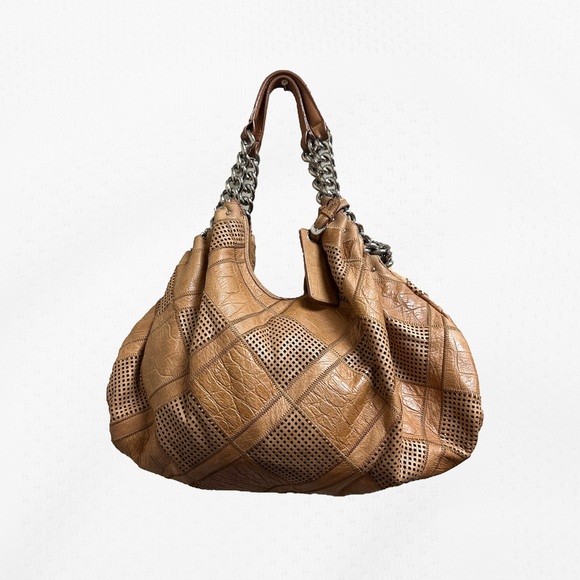 B. Makowsky Saddle Colored Bag with Silver Hardware - Picture 1 of 6